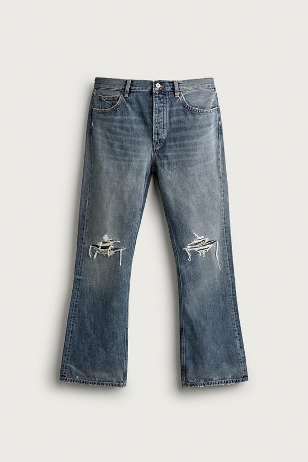 ZARA ДЖИНСЫ FLARE FIT С РАЗРЕЗАМИ, ВЫЦВЕТШИЙ СИНИЙ