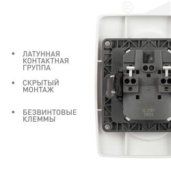 Розетка ЭРА Серия 12 12-2107-01М двойная 2X2P 16А-250В белый матовый | Эра 12