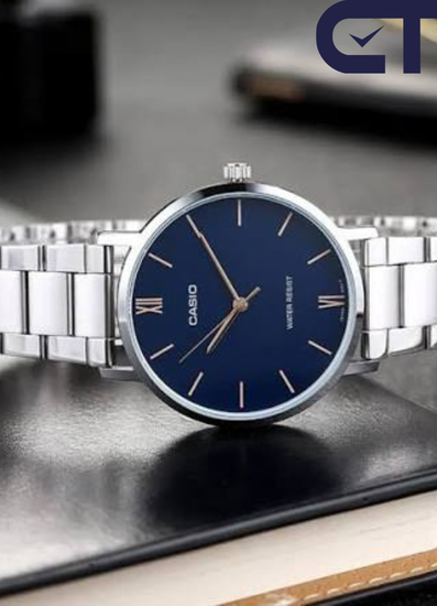 Casio LTP-VT01D-2B женские часы с синим циферблатом и стальным браслетом