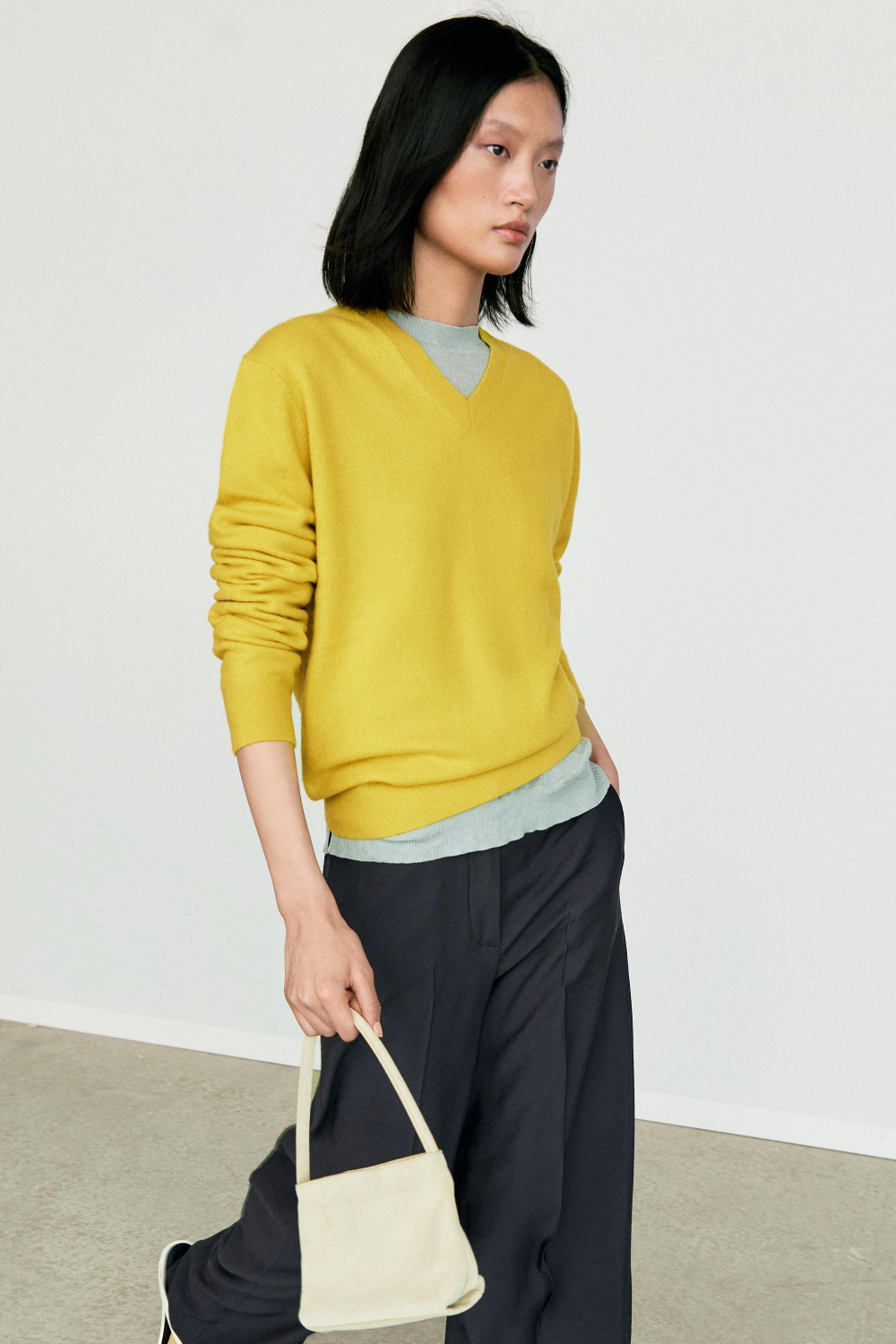 Massimo Dutti Свитер из 100% кашемира, лаймовый
