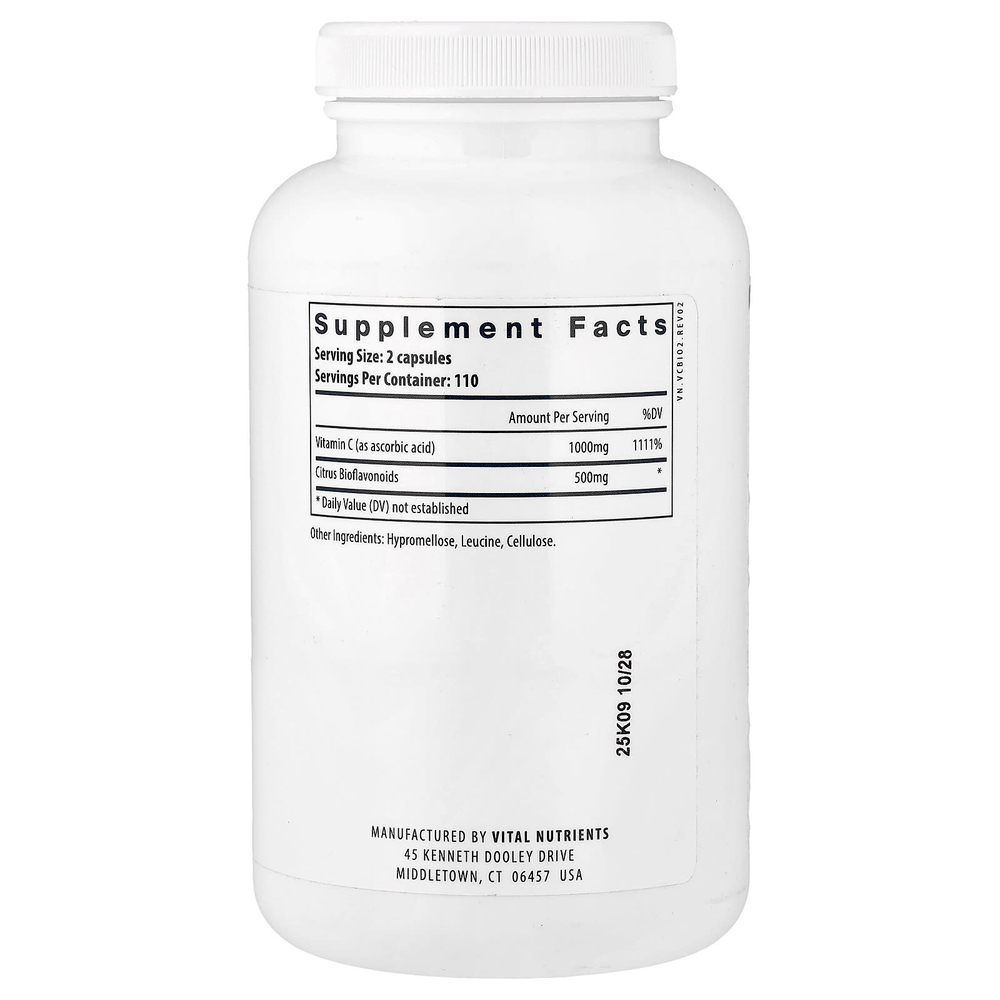 Vital Nutrients, витамин C с биофлавоноидами, 220 веганских капсул