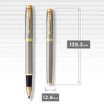 Ручка роллер Parker IM Metal Core Brushed Metal GT, стержень: F, цвет чернил: black, в подарочной упаковке.