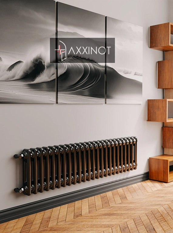 Axxinot Sentir 2020 - двухтрубный трубчатый радиатор высотой 200 мм, боковое подключение, черный
