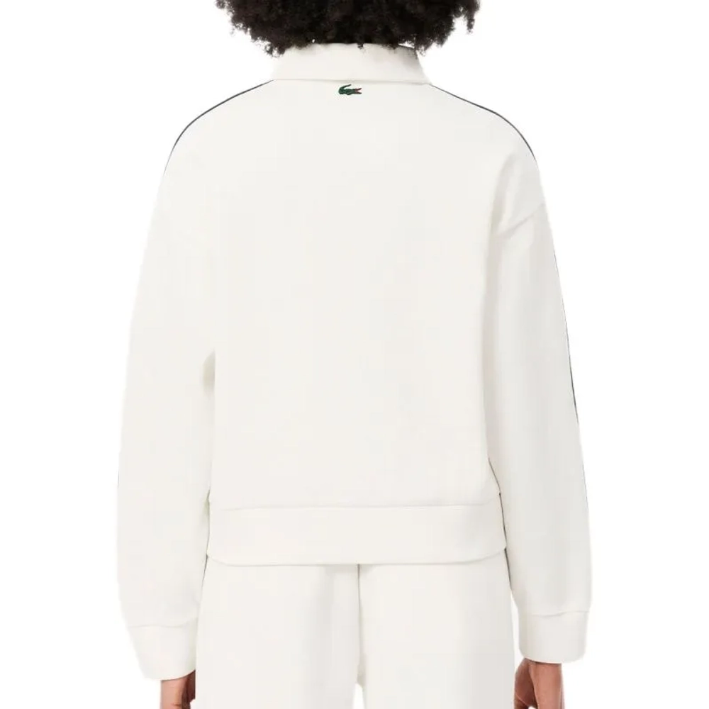 Женская Кофта теннисная Lacoste Tennis Heritage Zipped Badge Accent - white/navy blue