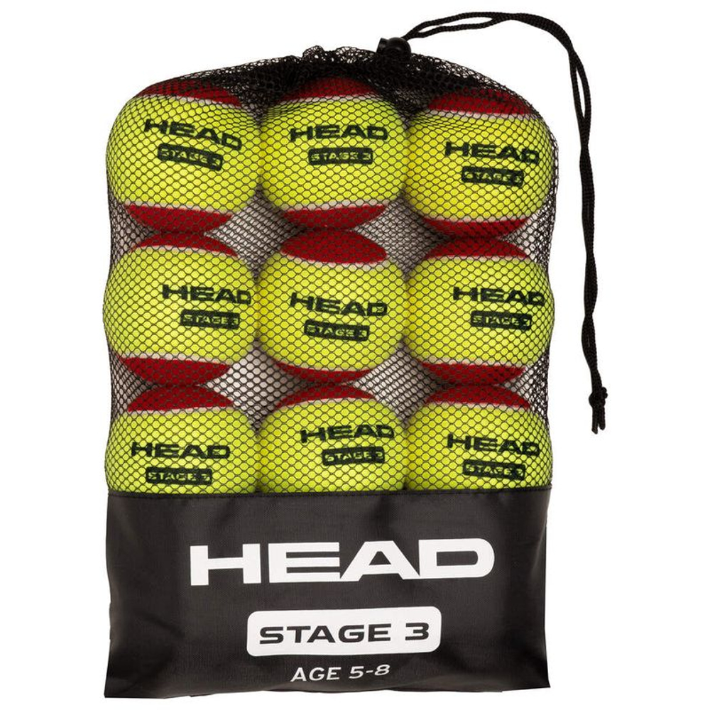 Juniorskie pilki tenisowe Head Stage 3 Red Mesh Bag 12B