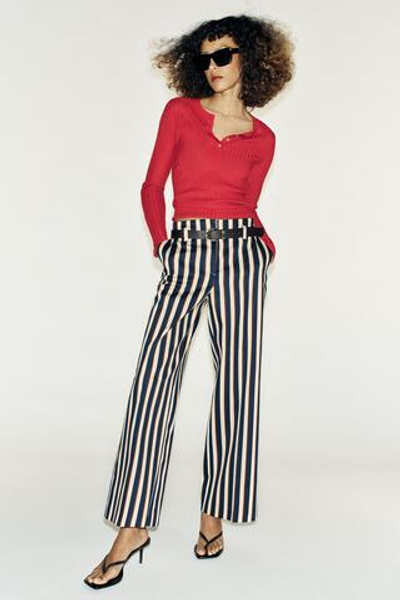 БРЮКИ В ПОЛОСКУ С РЕМНЕМ — ZARA