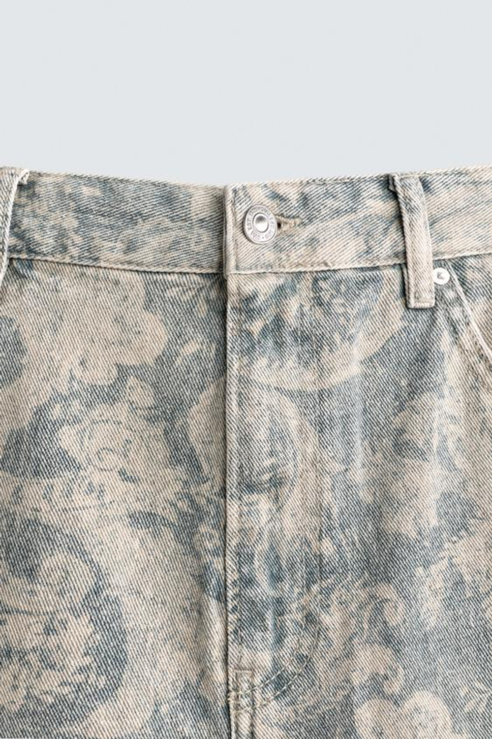 ZARA ШОРТЫ BAGGY С ПРИНТОМ ПЕЙСЛИ, ГОЛУБОЙ