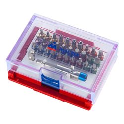 МАСТАК (058-10032C) Набор вставок (бит) 1/4", TORX, HEX, Pozidriv, Phillips, Slotted, 32 предмета