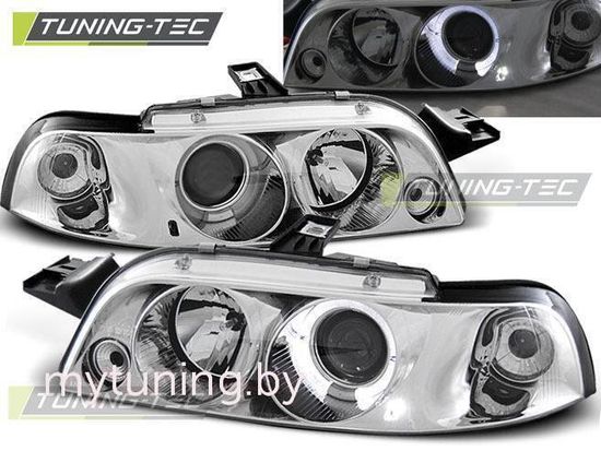 Передние фары Fiat Punto MK1 angel eyes chrome