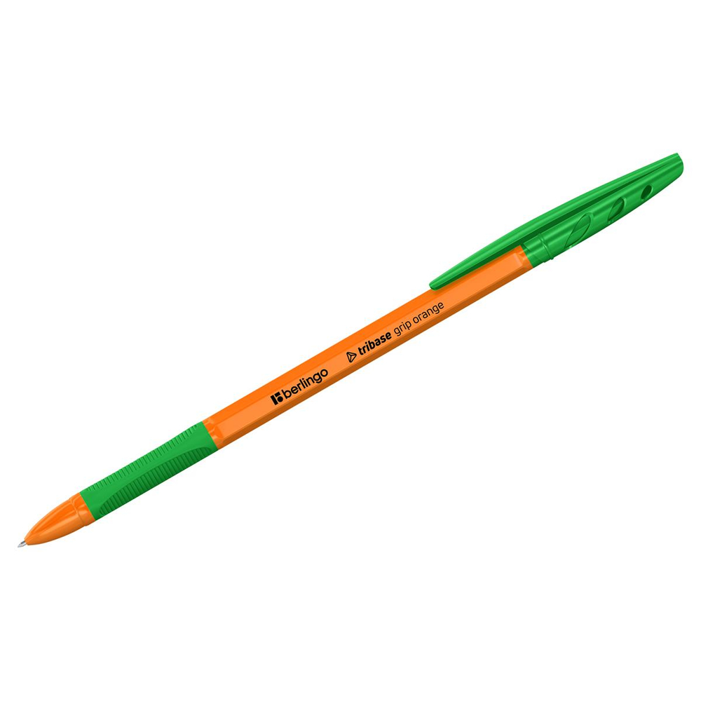 Ручка шариковая зеленая, 0,7мм, грип "Tribase grip orange" (Berlingo)