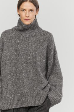 Massimo Dutti Джемпер из смесовой шерсти, высокий воротник, серый