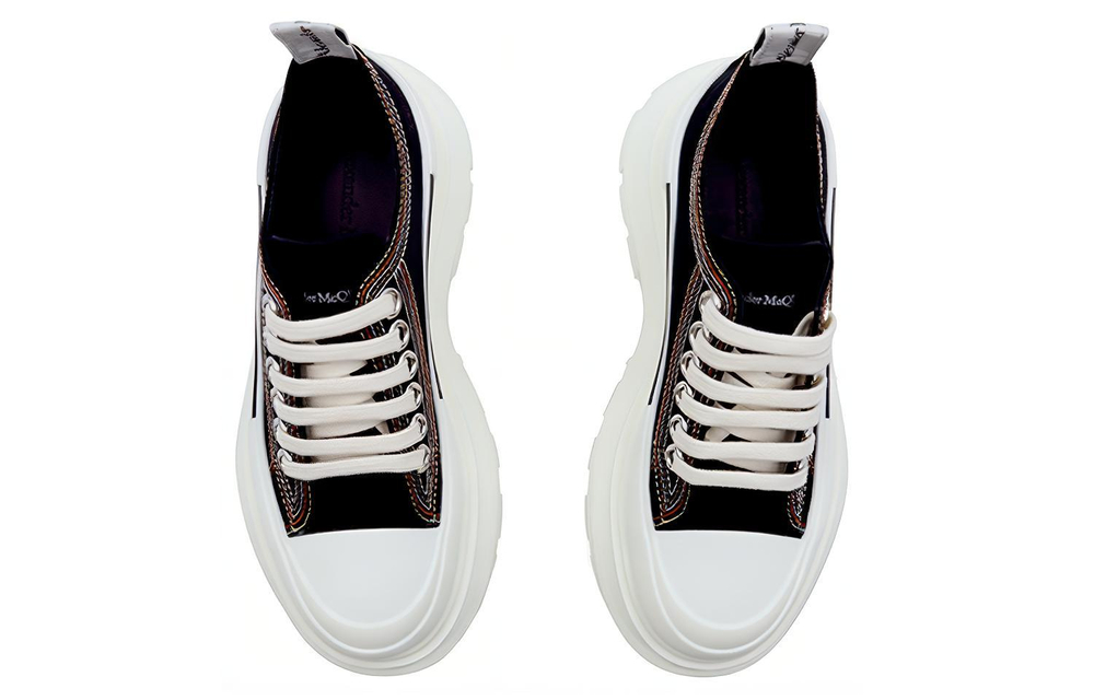 Alexander McQueen Tread Slick Low Lace Up Denim Black Women"s