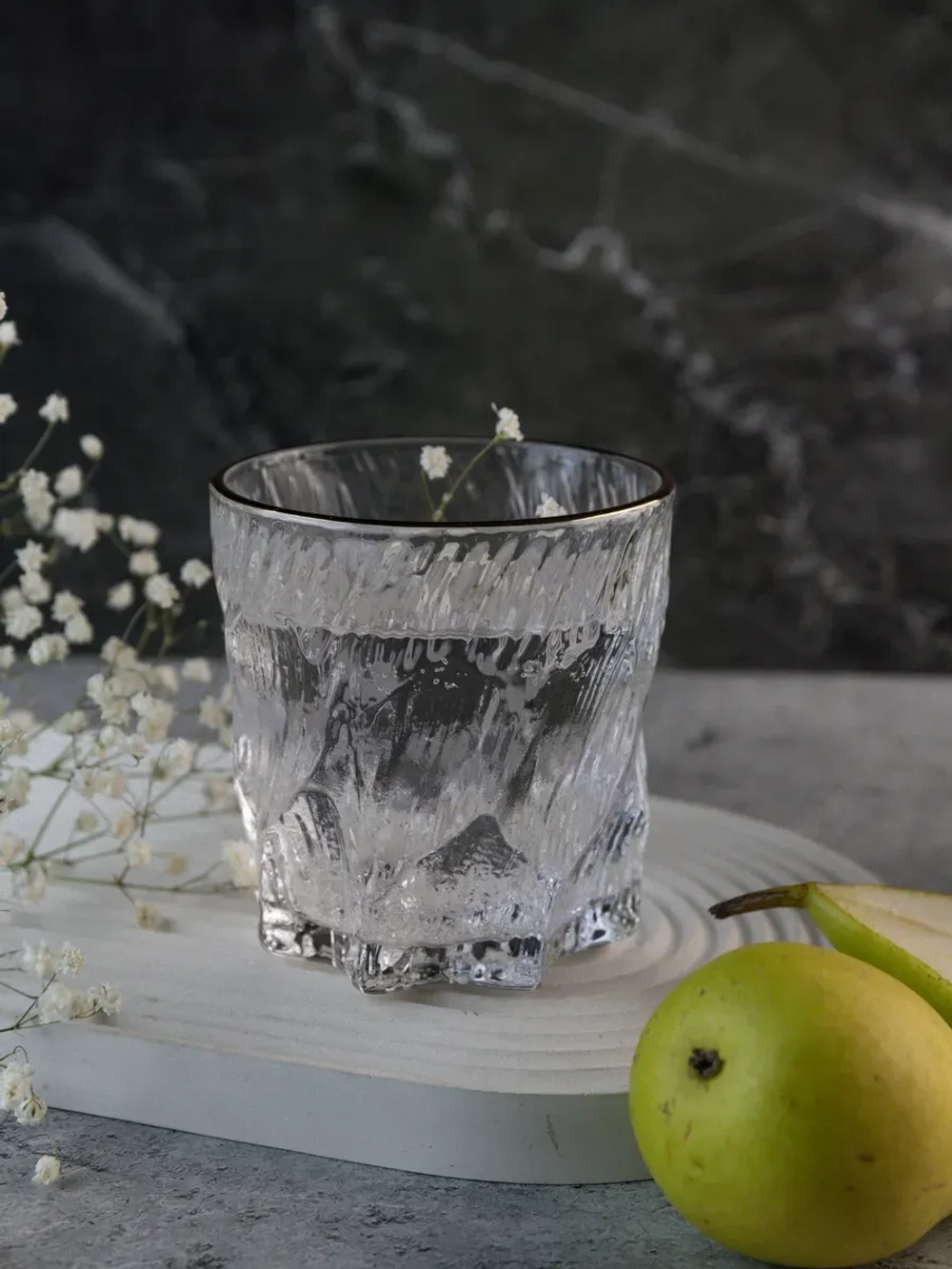 Стаканы для виски, 6 шт. Прозрачный лед с золотой каймой