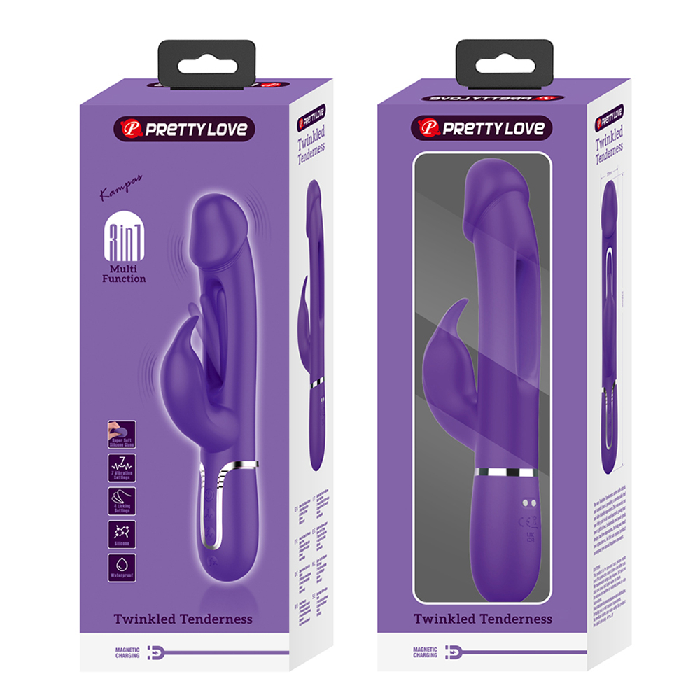 Сиреневый вибратор-кролик 23,2см с фингерингом Pretty Love Twinkled Tenderness Kampas Flicking Vibrator Rabbit BW-500025-2