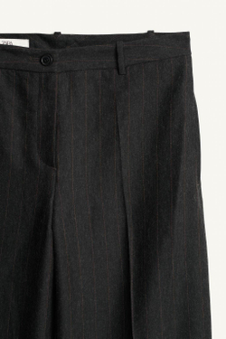 ZARA БРЮКИ В ПОЛОСКУ С КОНТРАСТНЫМ НИЗОМ — LIMITED EDITION, ЧЕРНЫЙ