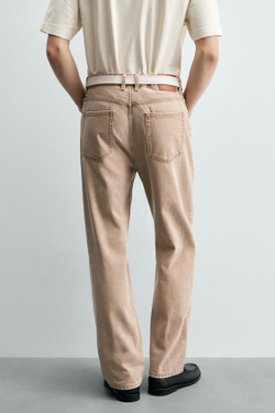 ZARA ДЖИНСЫ STRAIGHT ДЛИНОЙ ДО ЩИКОЛОТКИ, ЗЕМЛЯНОЙ
