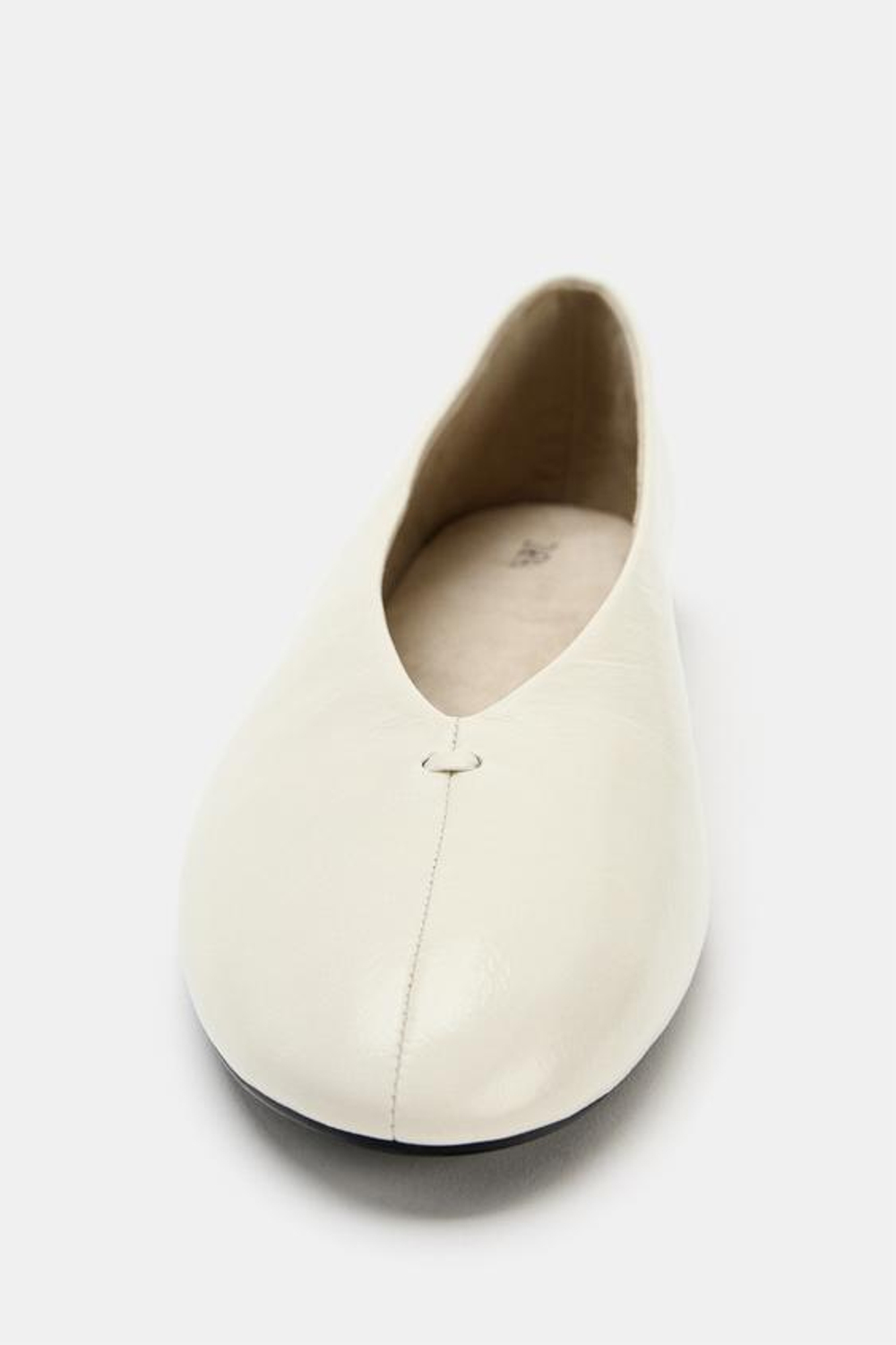 ZARA КОЖАНЫЕ БАЛЕТКИ, ЭКРЮ