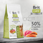 Сухой корм для взрослых домашних кошек Brit CARE Cat Indoor Stool Odour Reduction, лососем и индейкой 1,5кг