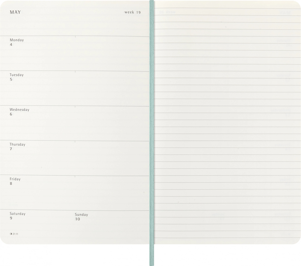Еженедельник 2026 Moleskine Precious & Ethical MAMBA 13х21см (DSPRETK812WN3) бирюзовый в подар.коробке