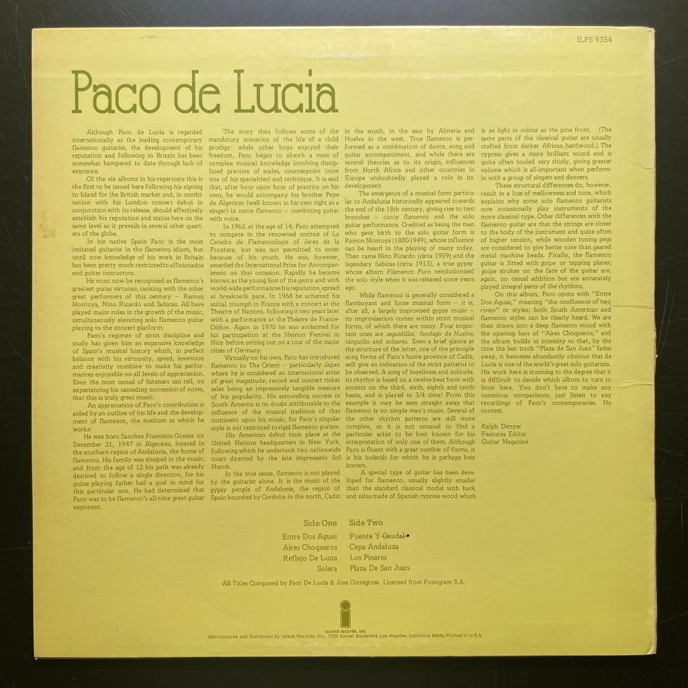 Paco De Lucía ‎– Paco (США 1976г.)