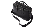 PRADA Leather Portable One Shoulder Crossbody Briefcase Men"s Black