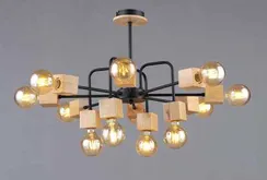 Люстра потолочная Rilon 6343/12 BK+WOOD, 12×40 Вт, чёрная
