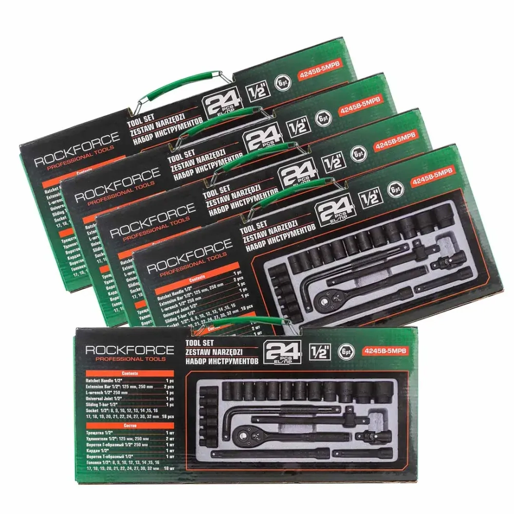( 5 K-T ) Набор инструментов 24пр. 1/2''(6гр.)(8-32мм) RockForce RF-4245B-5MPB ( 5 K-T )