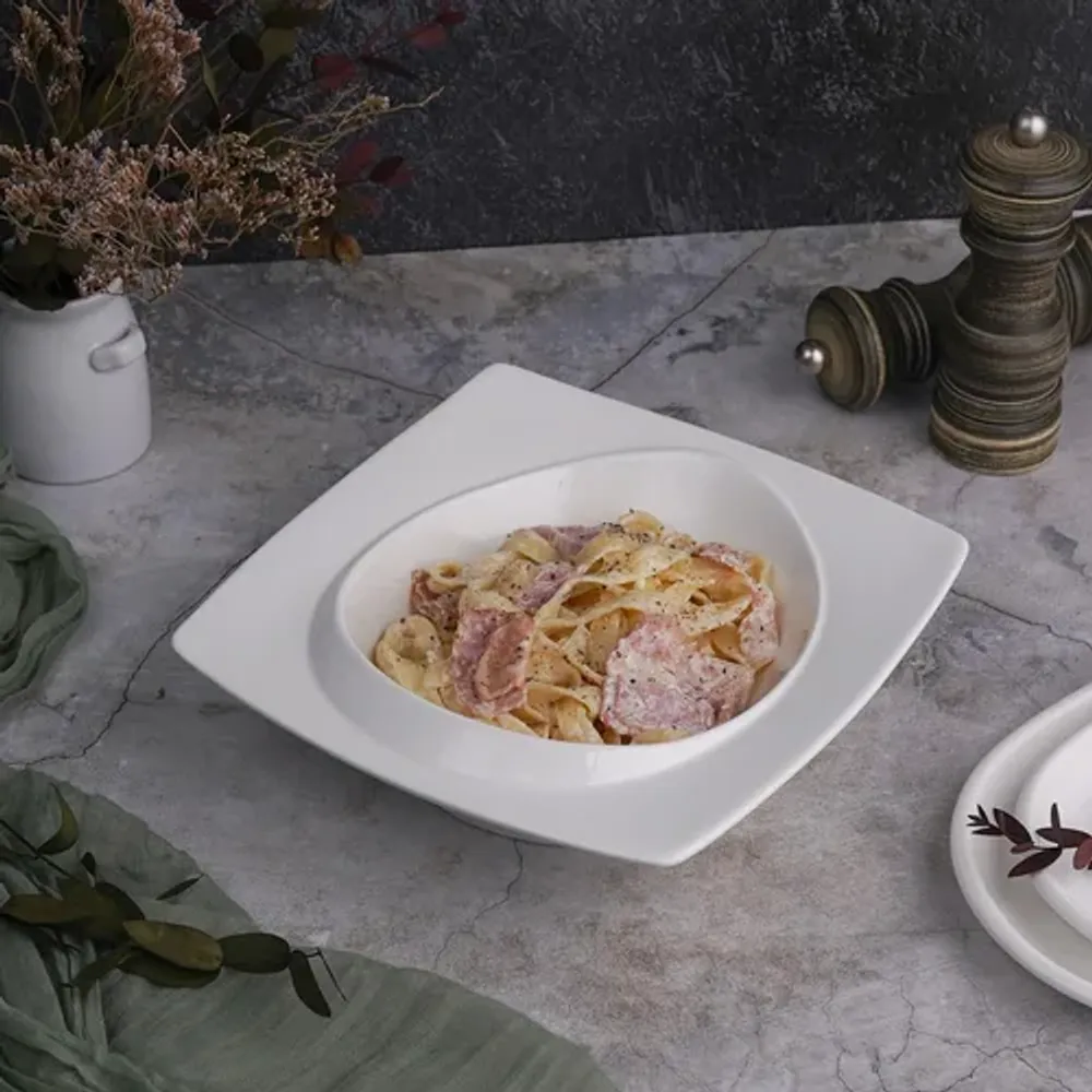 Салатник 400 мл 20*20 см h5,5 см с бортом Asymmetry белый фарфор NEW P.L. Proff Cuisine [3]