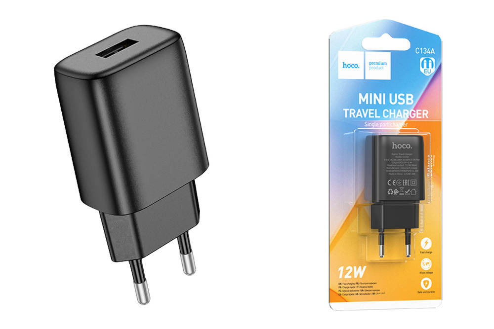 Сетевая зарядка 1-гнездо USB 5В 2.4А 12W HOCO