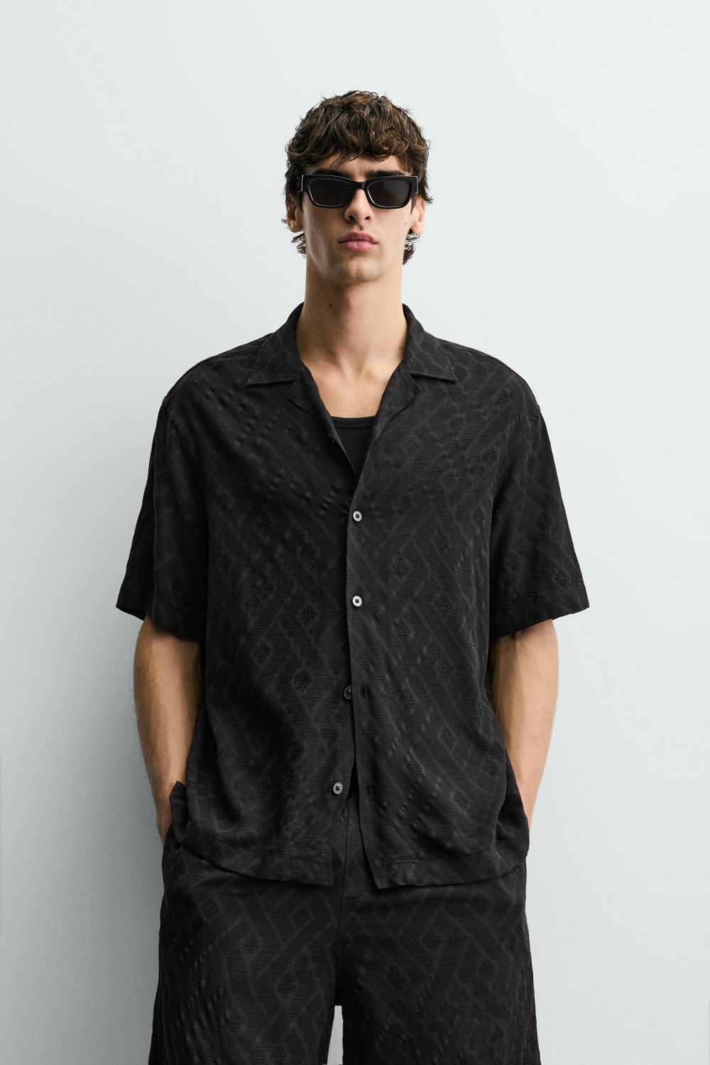 РУБАШКА JACQUARD С ГЕОМЕТРИЧЕСКИМ УЗОРОМ — ZARA