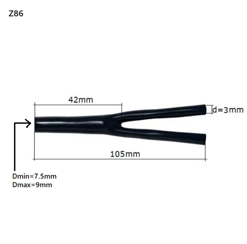 DAXX Z86 Кембрик для разделки кабеля диаметром от 7.5 до 9mm на два по 3mm черный -1шт-