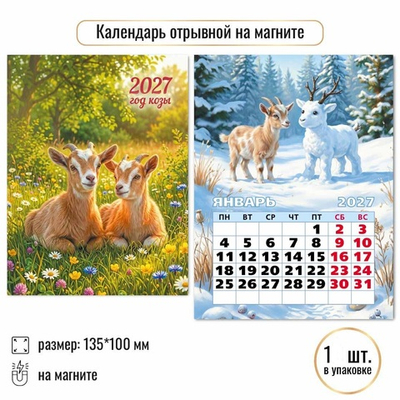 Календарь отрывной на магните 2027 "Символ года" 10334 (Квадра)