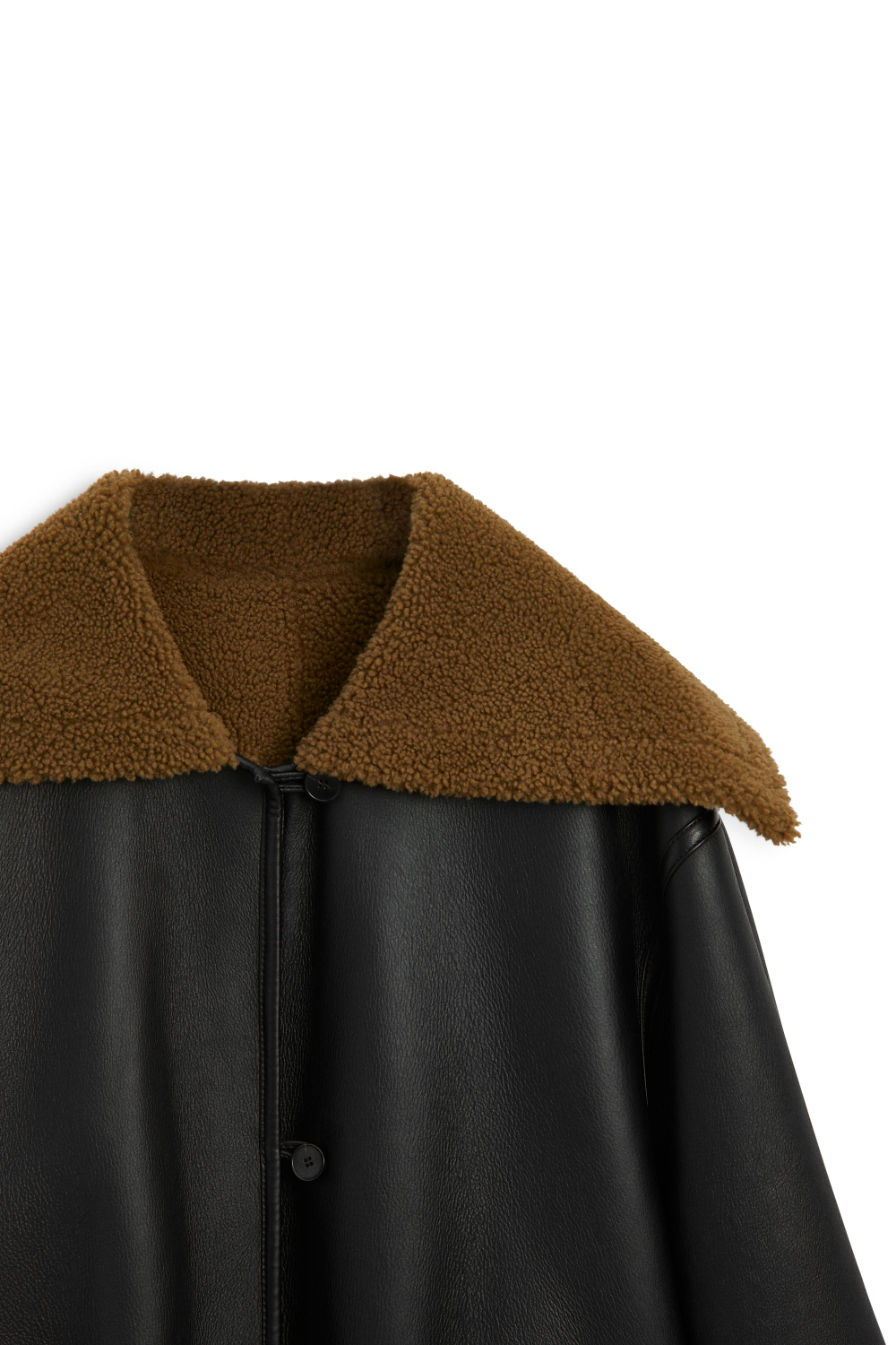 Massimo Dutti Кожаная куртка-дубленка с меховой отделкой - Limited Edition, коричневый