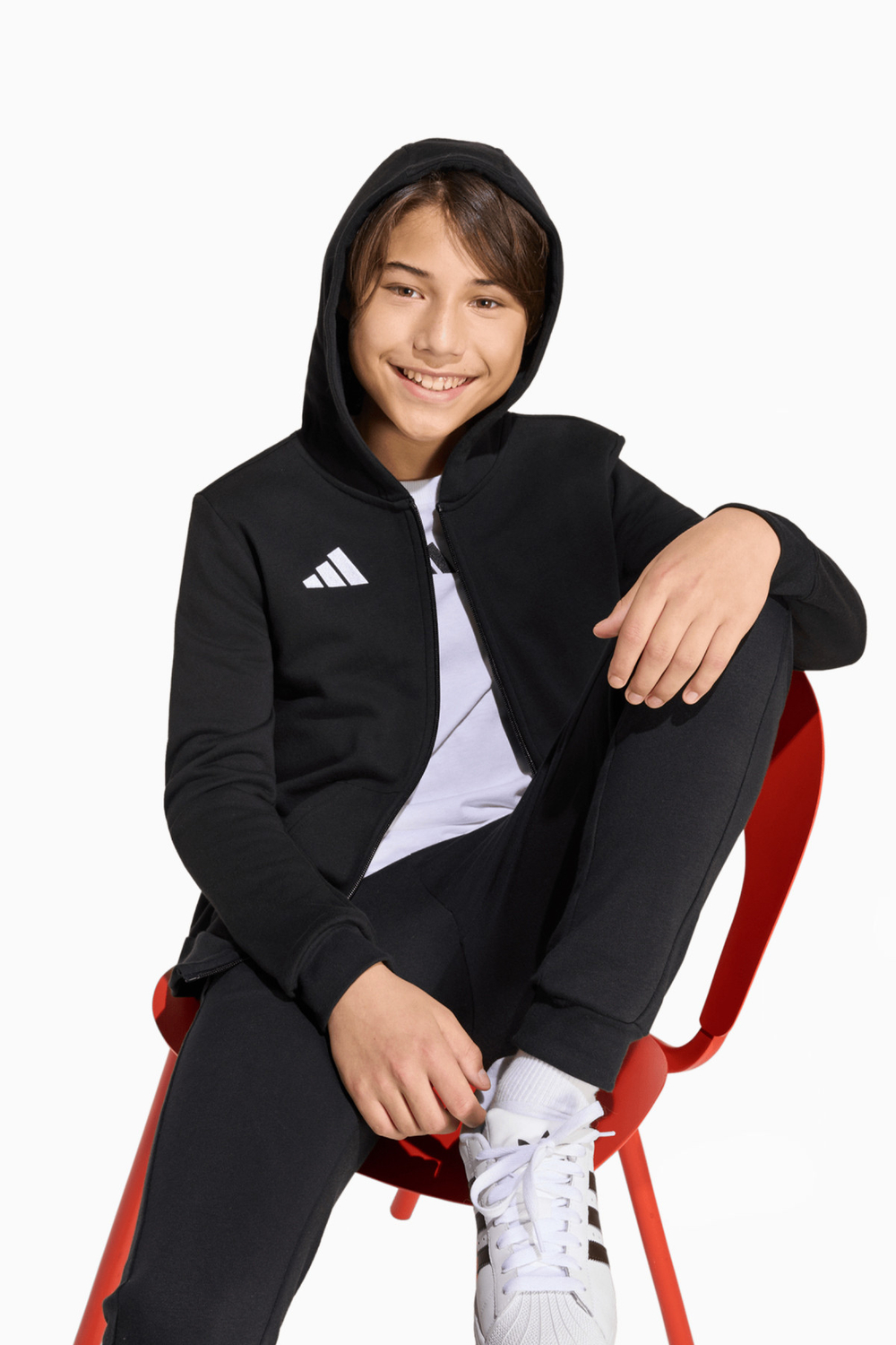 Кофта adidas Entrada 26 Sweat Full-Zip Junior - черный