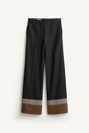 ZARA БРЮКИ В ПОЛОСКУ С КОНТРАСТНЫМ НИЗОМ — LIMITED EDITION, ЧЕРНЫЙ