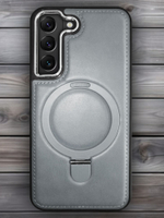 Business style чехол из кожи для SAMSUNG GALAXY S22 (не ULTRA/ FE/ PLUS!) с кольцом-подставкой и бархатной подкладкой