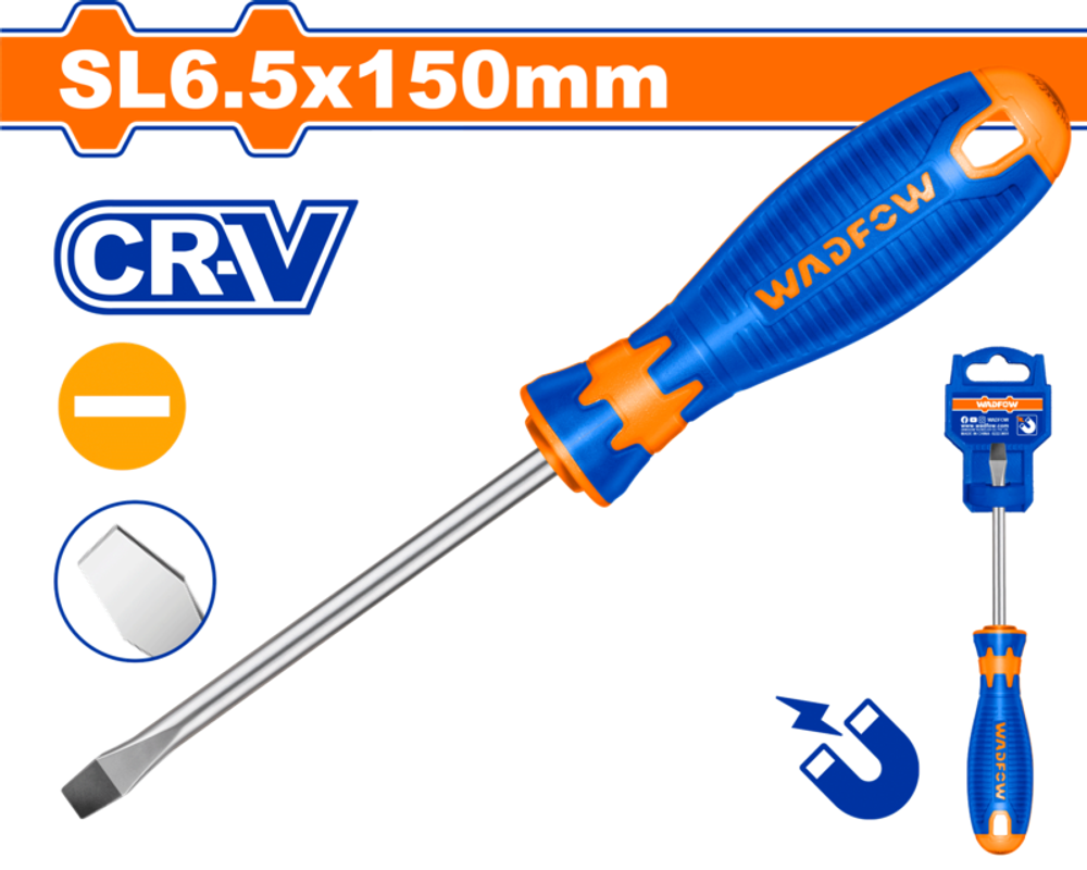 Oтвертка плоская SL6.5х150мм (12/144) WADFOW WSD1266