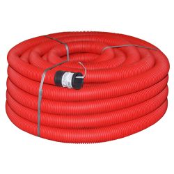 Труба гофрированная двустенная ПНД ЭРА GOFR-75-50-HD2-R красная 450Н SN14 d75мм с зондом 50м | Электротовары