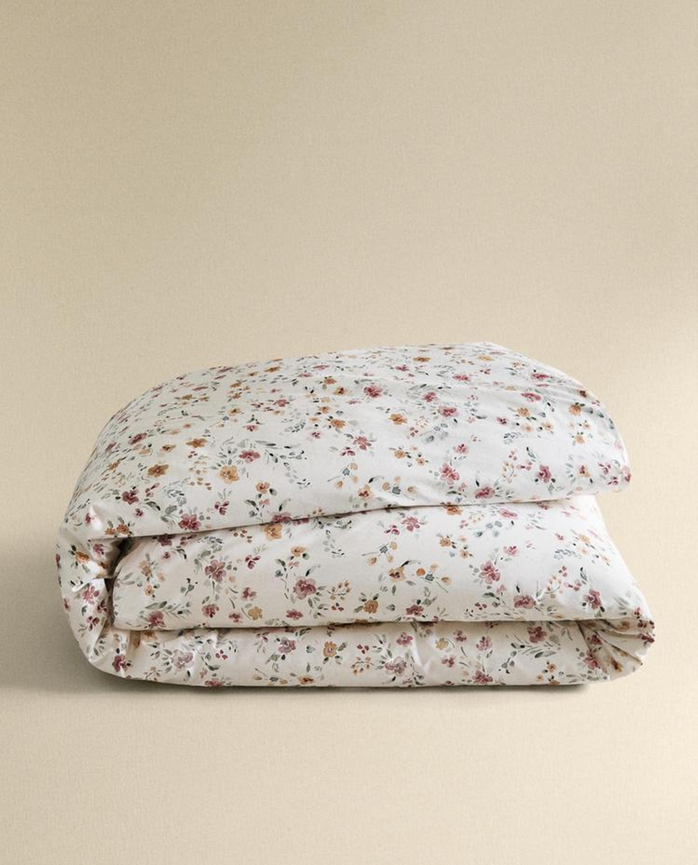 ZARA HOME ПОДОДЕЯЛЬНИК С ЦВЕТОЧНЫМ УЗОРОМ (200 НИТЕЙ), ЖЕЛТОВАТО-БЕЛЫЙ
