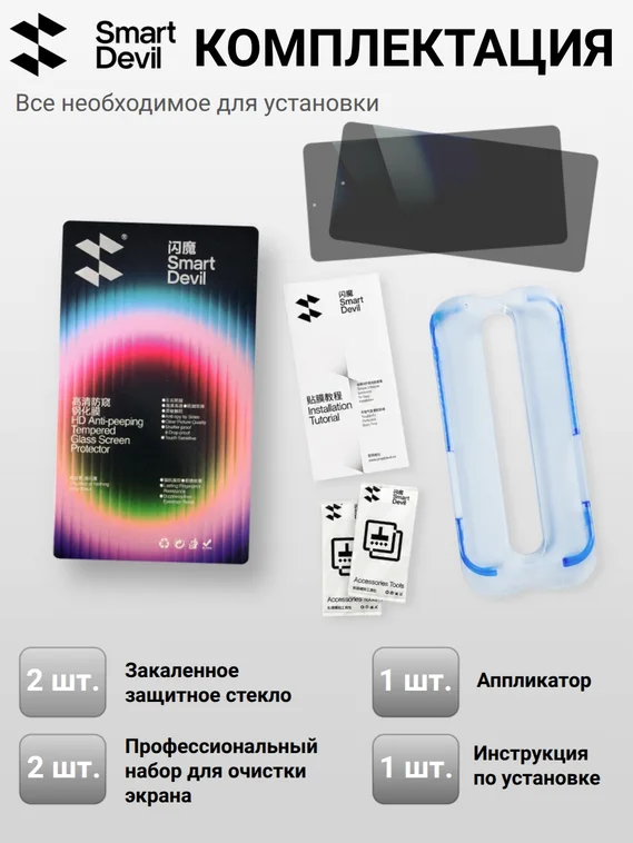 Защитное стекло антишпион для iPhone 17 Pro с автоматической установкой SmartDevil