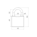Замок навесной PK-0163 3 key англ.ключ.