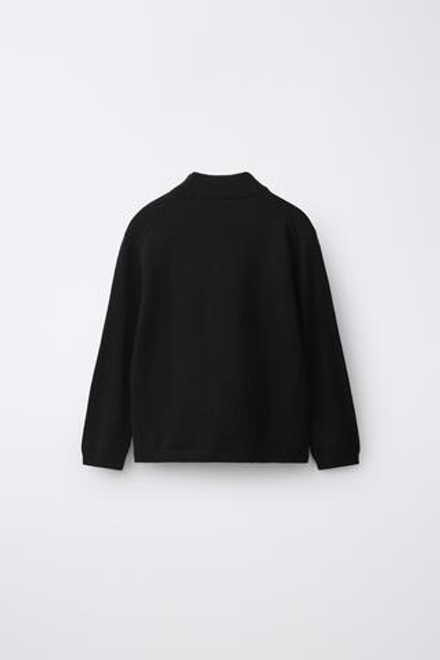 ZARA ТРИКОТАЖНЫЙ СВИТЕР С ВОРОТНИКОМ-СТОЙКОЙ, ЧЕРНЫЙ
