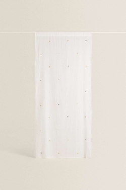 ZARA HOME ЗАНАВЕСКА С ПОМПОНАМИ, ЭКРЮ