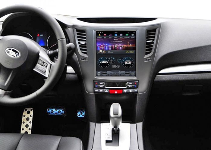 Магнитола для Subaru Outback/Legacy 2009-2015 (цвет рамки серебро) - Kuberg ZF-1070S-Q6 вертикальный экран в стиле "Тесла" на Android 11, CarPlay, 4G SIM-слот