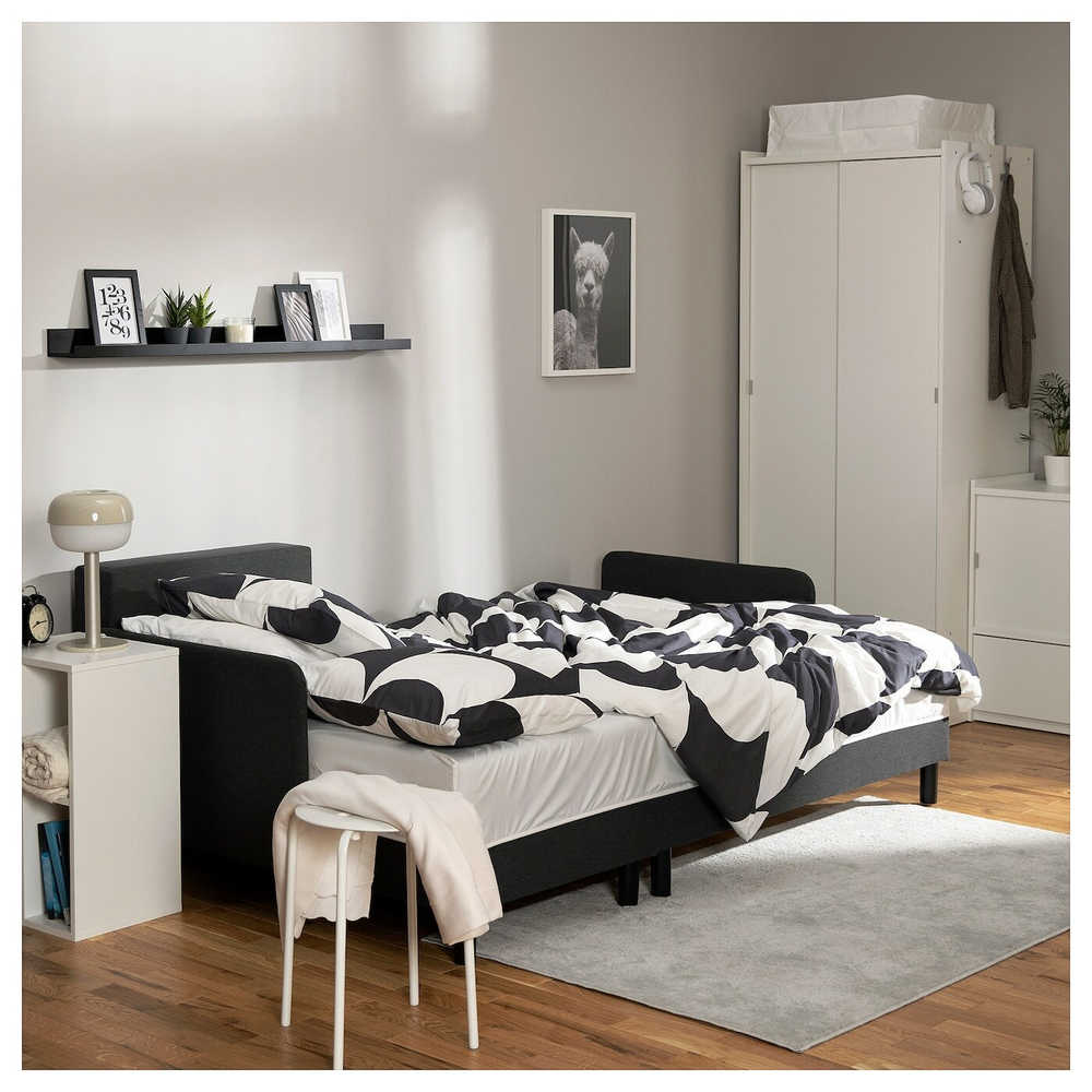 IKEA BRUKSVARA  (ИКЕА БРУКСВАРА)  -  Пододеяльник и наволочка, антрацит/белый, 150x200/50x60 см