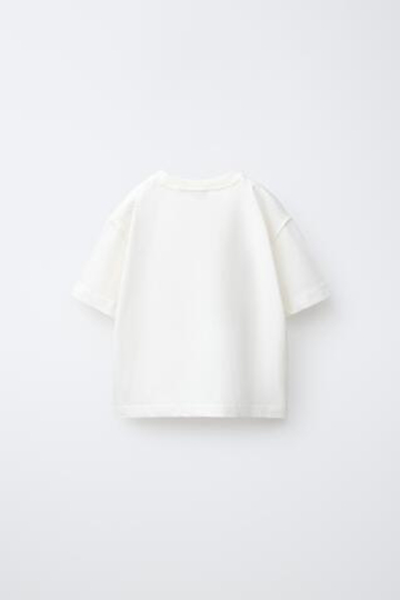 ZARA ФУТБОЛКА С ВЫШИВКОЙ, ЭКРЮ