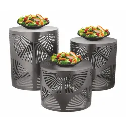 Подставка фуршетная стойка d 19 см h15 см круглая Black перфорация металл P.L. Hotelware