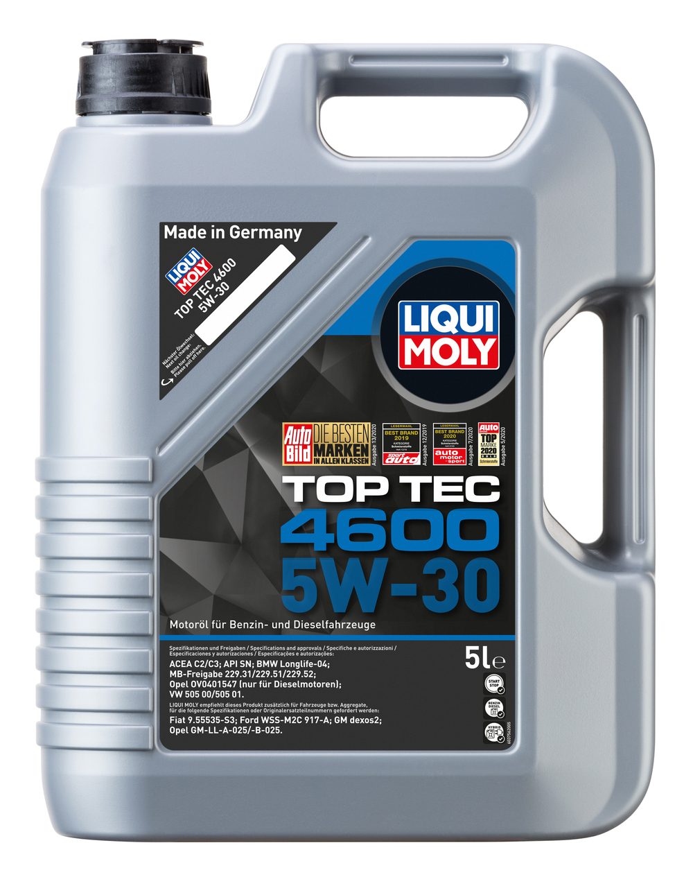 Масло Liqui Moly Top Tec 4600 5W30 (5 л) НС-синтетика для Ford, GM, Opel