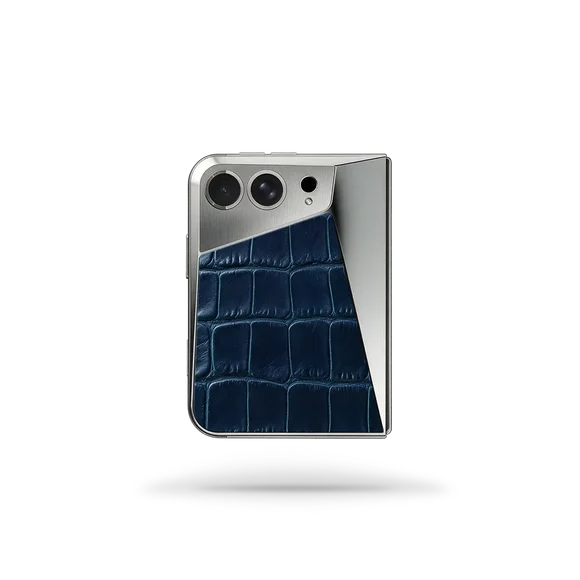 Чехол для iPhone Duo на магните - Натуральная кожа аллигатора - Голубой
