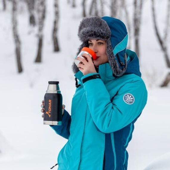 Термос TONAR 750ML HS.TM-038  черный (2 крышки-кружки)
